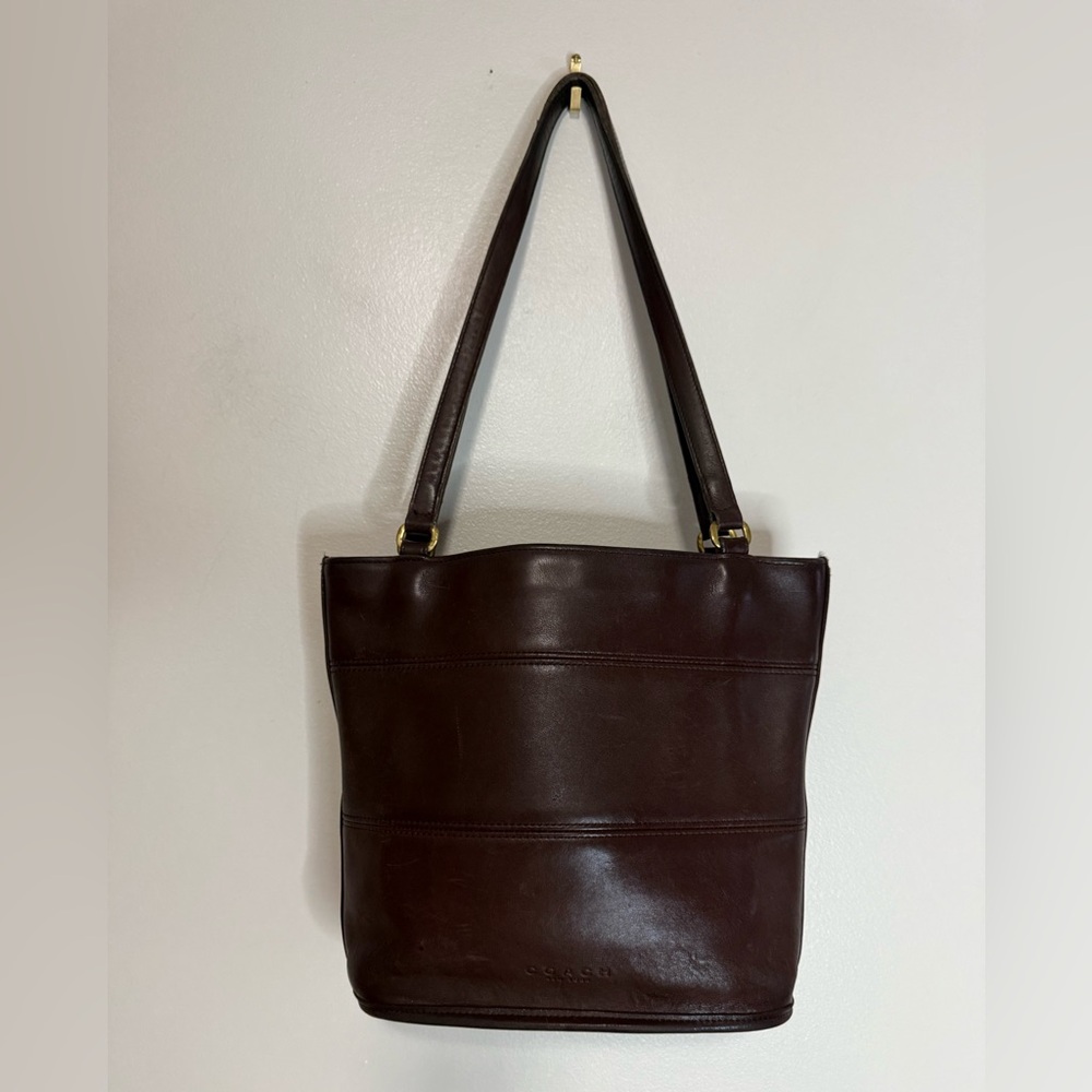 Coach Vintage “Tribeca” leather shopper tote bag in chocolate brown #9098